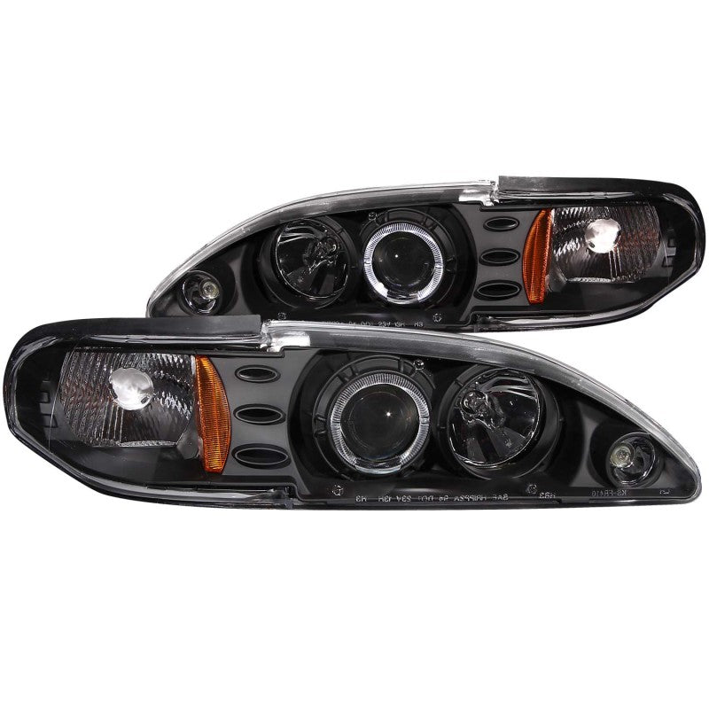 ANZO 1994-1998 Ford Mustang Projector Headlights w/ Halo Black 1pc ANZO 1994-1998 Ford Mustang Projector Headlights w/ Halo Black 1pc