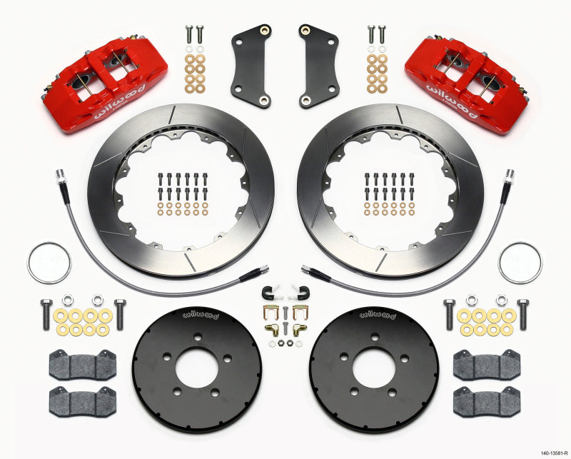 Wilwood Dynapro 6 Front Hat Kit 12.88in Red 2005-Up Mazda 3 w/ Lines Wilwood Dynapro 6 Front Hat Kit 12.88in Red 2005-Up Mazda 3 w/ Lines