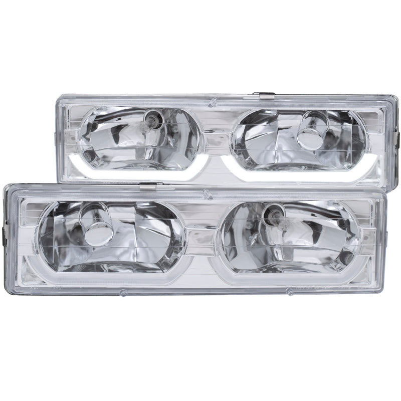 ANZO 1988-1998 Chevrolet C1500 Crystal Headlights Chrome w/ Low - Brow ANZO 1988-1998 Chevrolet C1500 Crystal Headlights Chrome w/ Low - Brow