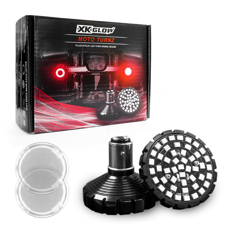 XK Glow Motorcycle Rear LED Turn Signal Kit - 1156 Bullet Style Clear Lenses XK Glow Motorcycle Rear LED Turn Signal Kit - 1156 Bullet Style Clear Lenses