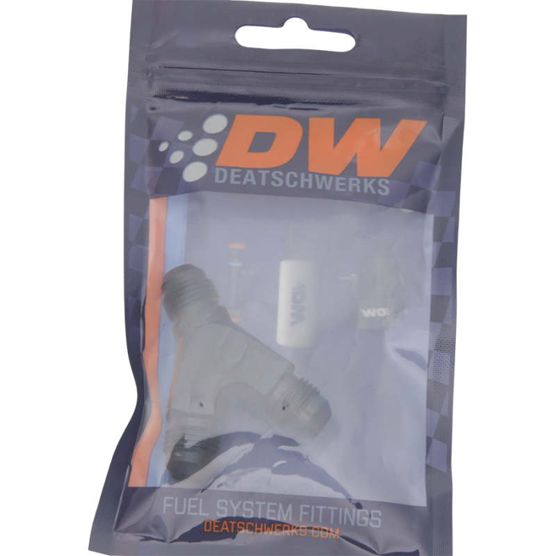 DeatschWerks 6AN Male Flare to 6AN Male Flare to 6AN Male Flare Y Fitting - Anodized Matte Black DeatschWerks 6AN Male Flare to 6AN Male Flare to 6AN Male Flare Y Fitting - Anodized Matte Black