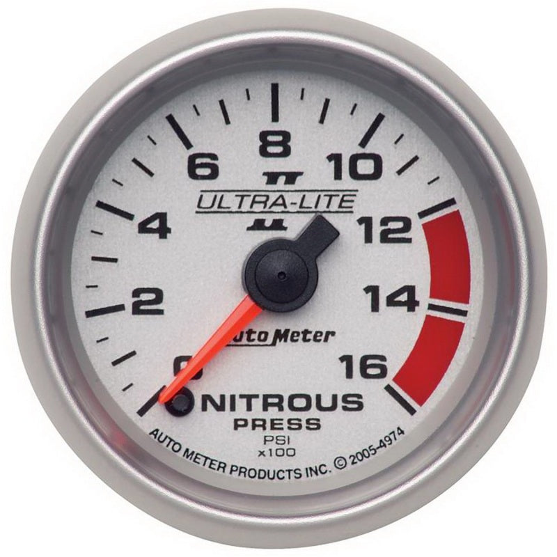Autometer Ultra-Lite II 2 1/16in FSE 0 - 1600 PSI Nitrous Pressure Gauge Autometer Ultra-Lite II 2 1/16in FSE 0 - 1600 PSI Nitrous Pressure Gauge