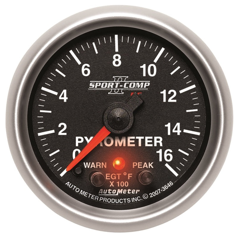 Autometer Sport-Comp II Full Sweep Electronic 0-1600 Deg F EGT/Pyrometer Peak & Warn w/ Elec Control Autometer Sport-Comp II Full Sweep Electronic 0-1600 Deg F EGT/Pyrometer Peak & Warn w/ Elec Control