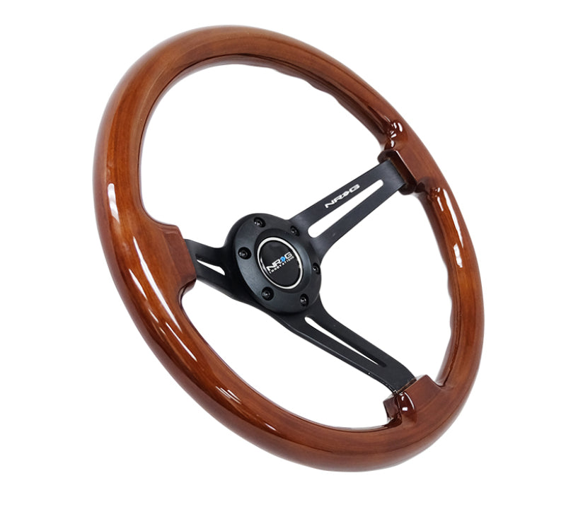 NRG Reinforced Steering Wheel (350mm / 3in. Deep) Brown Wood w/Blk Matte Spoke/Black Center Mark NRG Reinforced Steering Wheel (350mm / 3in. Deep) Brown Wood w/Blk Matte Spoke/Black Center Mark