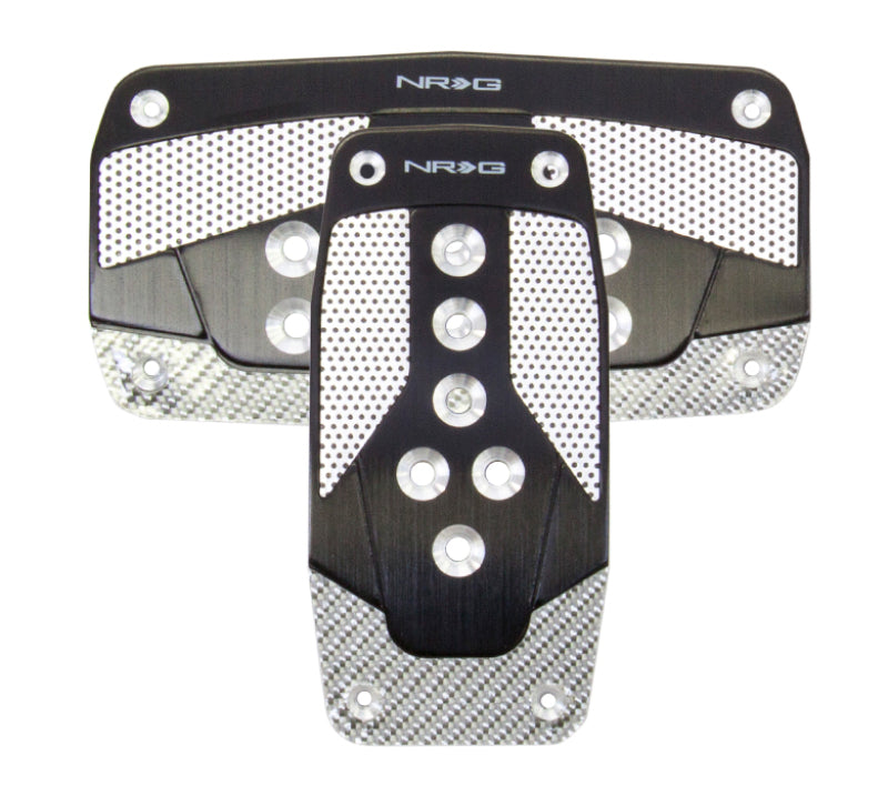 NRG Aluminum Sport Pedal A/T - Black w/Silver Carbon NRG Aluminum Sport Pedal A/T - Black w/Silver Carbon