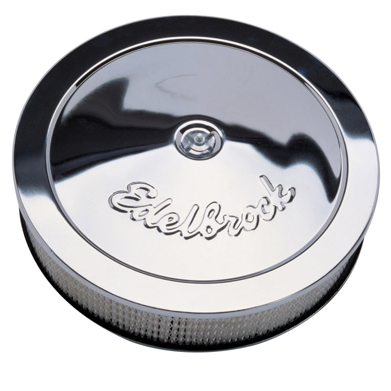 Edelbrock Air Cleaner Pro-Flo Series Round Steel Top Paper Element 14In Dia X 3 313In Chrome Edelbrock Air Cleaner Pro-Flo Series Round Steel Top Paper Element 14In Dia X 3 313In Chrome