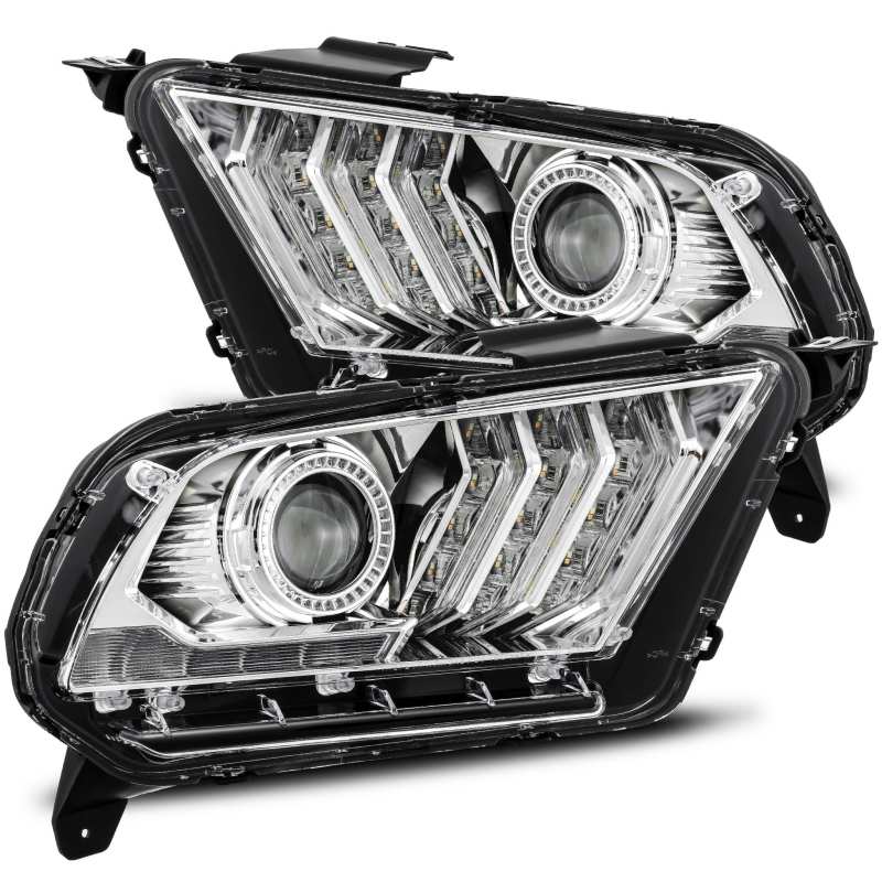 AlphaRex 10-12 Ford Mustang LUXX LED Proj Headlights Plank Style Chrome w/Activ Light/Seq Signal AlphaRex 10-12 Ford Mustang LUXX LED Proj Headlights Plank Style Chrome w/Activ Light/Seq Signal