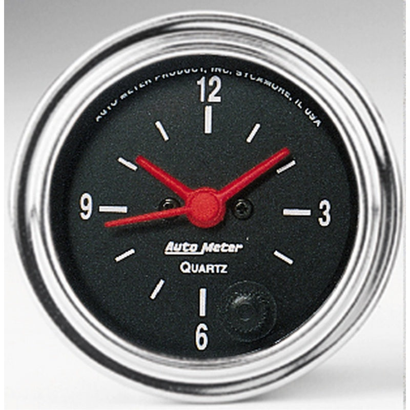 Autometer Traditional Chrome 2-1/16in 12HR Analog Clock Gauge Autometer Traditional Chrome 2-1/16in 12HR Analog Clock Gauge