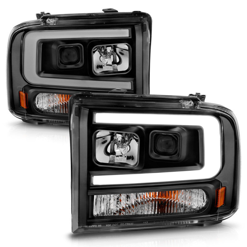 ANZO 99-04 Ford F250/F350/F450/Excursion (excl 99) Projector Headlights - w/ Light Bar Black Housing ANZO 99-04 Ford F250/F350/F450/Excursion (excl 99) Projector Headlights - w/ Light Bar Black Housing