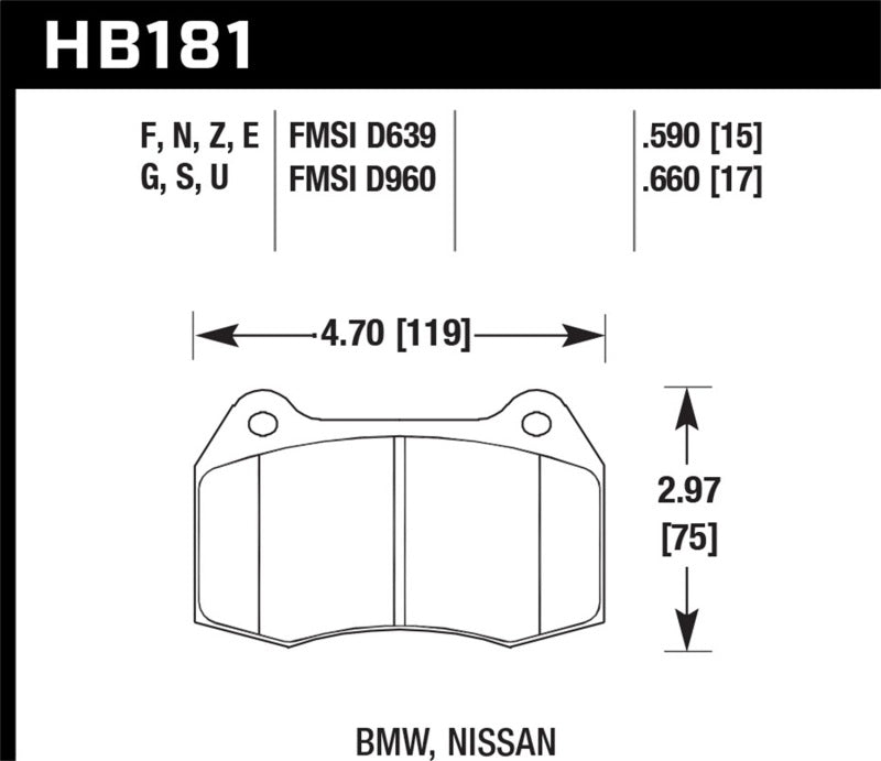 Hawk 94-97 BMW 840CI/850CI HPS Front Street Brake Pads Hawk 94-97 BMW 840CI/850CI HPS Front Street Brake Pads