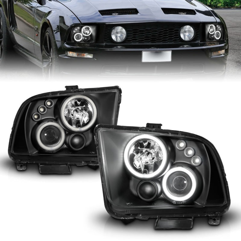 ANZO 2005-2009 Ford Mustang Projector Headlights w/ Halo Black ANZO 2005-2009 Ford Mustang Projector Headlights w/ Halo Black