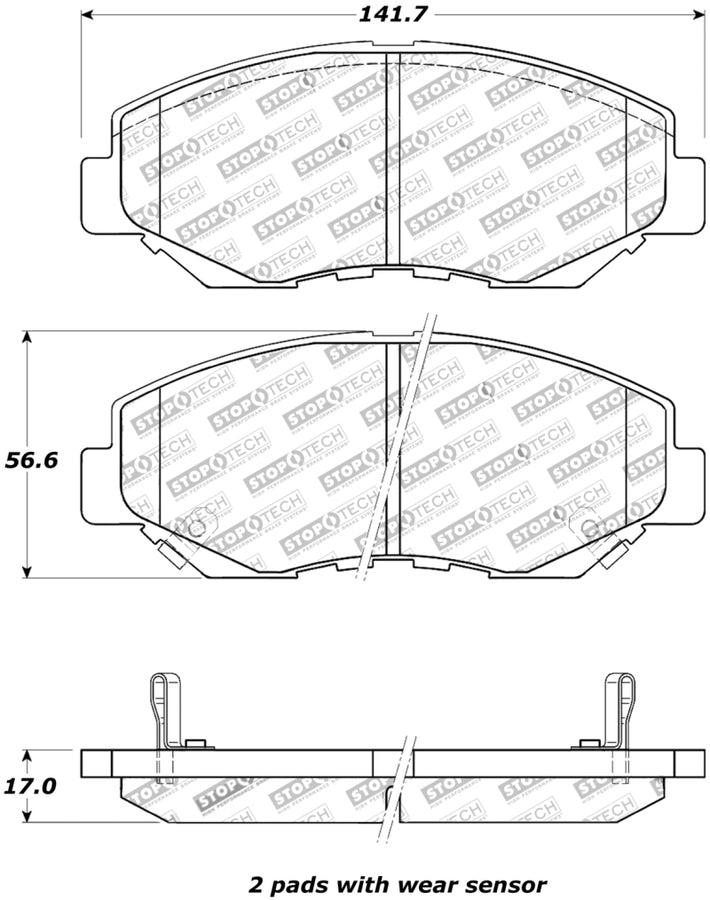 StopTech Street Touring 03-10 Honda Accord / 02-06 CR-V Front Brake Pads StopTech Street Touring 03-10 Honda Accord / 02-06 CR-V Front Brake Pads