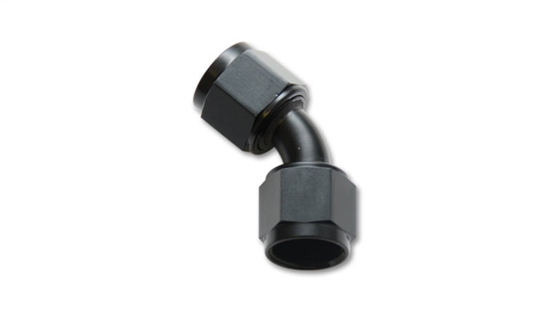 Vibrant -6AN X -6AN Female Flare Swivel 45 Deg Fitting ( AN To AN ) -Anodized Black Only Vibrant -6AN X -6AN Female Flare Swivel 45 Deg Fitting ( AN To AN ) -Anodized Black Only