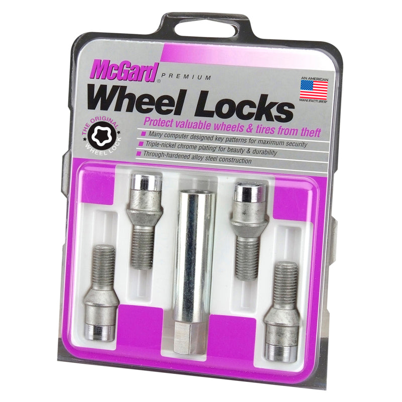 McGard Wheel Lock Bolt Set - 4pk. (Tuner / Cone Seat) M12X1.5 / 17mm Hex / 29.6mm Shank L. - Chrome McGard Wheel Lock Bolt Set - 4pk. (Tuner / Cone Seat) M12X1.5 / 17mm Hex / 29.6mm Shank L. - Chrome
