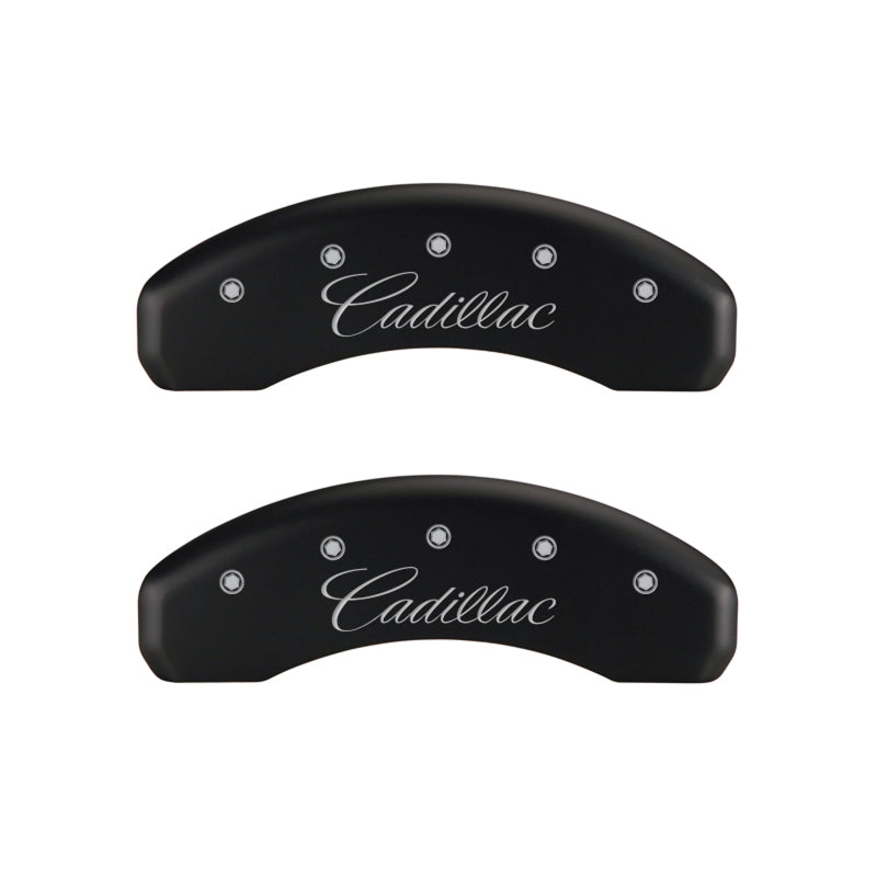 MGP 4 Caliper Covers Engraved Front & Rear Cursive/Cadillac Red finish silver ch MGP 4 Caliper Covers Engraved Front & Rear Cursive/Cadillac Red finish silver ch