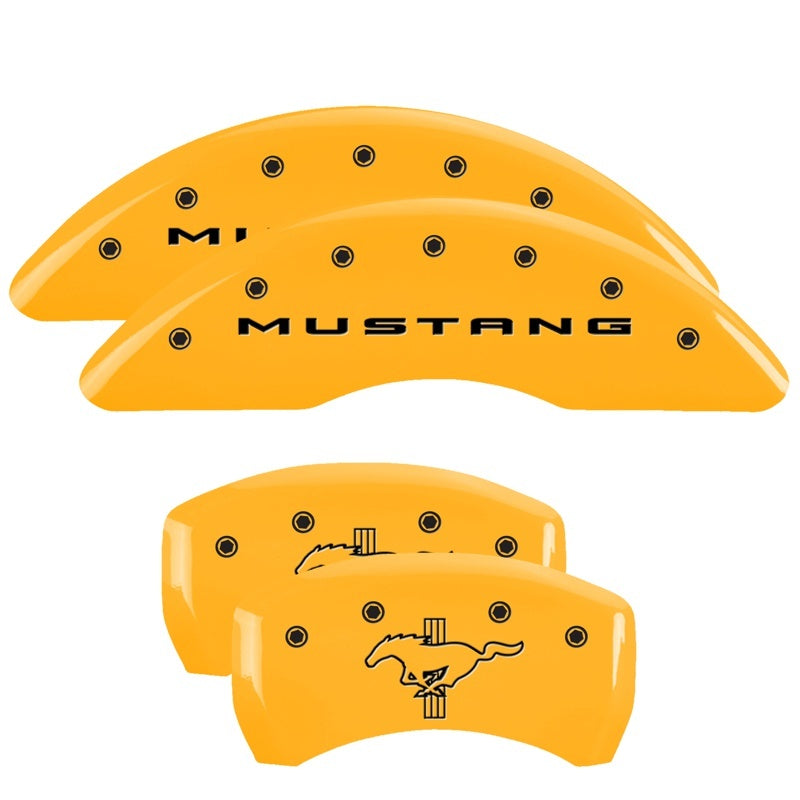 MGP 4 Caliper Covers Engraved Front 2015/Mustang Engraved Rear 2015/Bar & Pony Yellow fnsh black ch MGP 4 Caliper Covers Engraved Front 2015/Mustang Engraved Rear 2015/Bar & Pony Yellow fnsh black ch