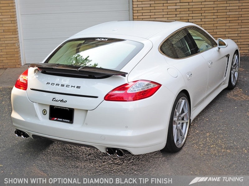 AWE Tuning Panamera Turbo Performance Exhaust System Touring Edition Polished Silver Tips AWE Tuning Panamera Turbo Performance Exhaust System Touring Edition Polished Silver Tips