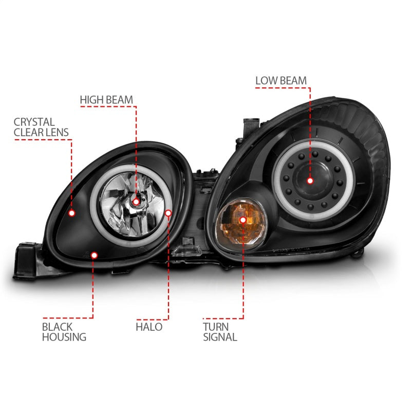 ANZO 1998-2005 Lexus Gs300 Projector Headlights w/ Halo Black ANZO 1998-2005 Lexus Gs300 Projector Headlights w/ Halo Black