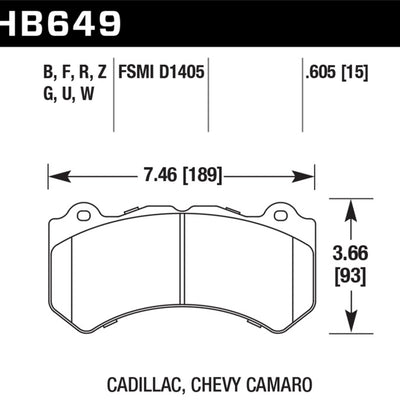 Hawk 08-12 Cadillac CTS-V / 12 Jeep Grand Cherokee (WK2) SRT8 DTC-60 Front Race Brake Pads
