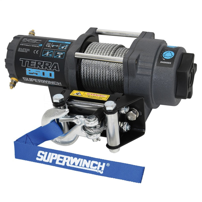 Superwinch 2500 LBS 12V DC 3/16in x 40ft Steel Rope Terra 2500 Winch - Gray Wrinkle Superwinch 2500 LBS 12V DC 3/16in x 40ft Steel Rope Terra 2500 Winch - Gray Wrinkle