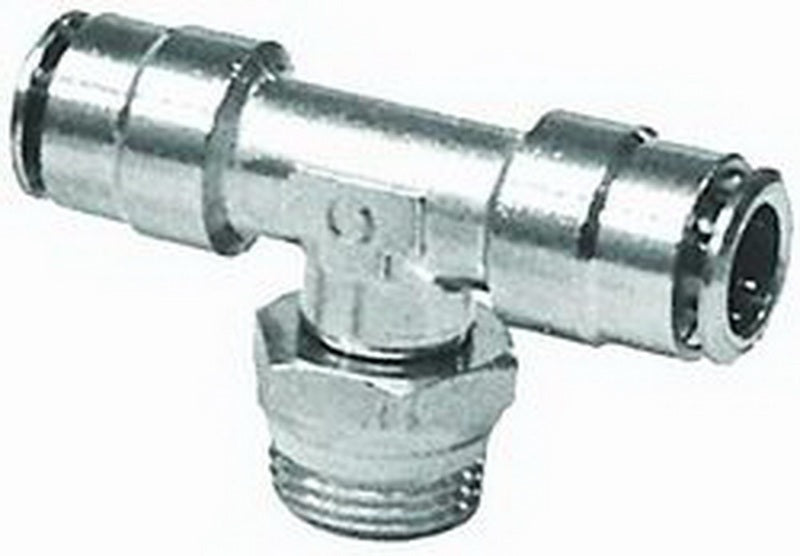 Firestone Male .25in. x 1.4in. x .25in. Branch Swivel Nickel Tee Air Fitting - 25 Pack (WR17603273) Firestone Male .25in. x 1.4in. x .25in. Branch Swivel Nickel Tee Air Fitting - 25 Pack (WR17603273)