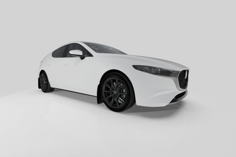 Rally Armor 19-24 Mazda3 Hatchback White UR Mud Flap w/Black Logo Rally Armor 19-24 Mazda3 Hatchback White UR Mud Flap w/Black Logo