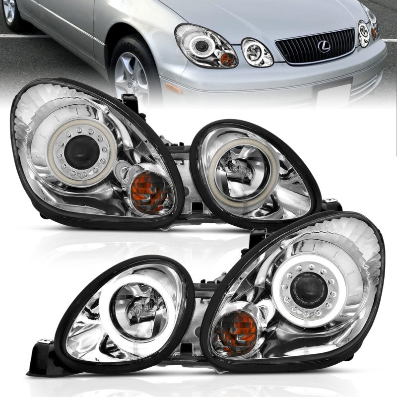 ANZO 1998-2005 Lexus Gs300 Projector Headlights w/ Halo Chrome ANZO 1998-2005 Lexus Gs300 Projector Headlights w/ Halo Chrome