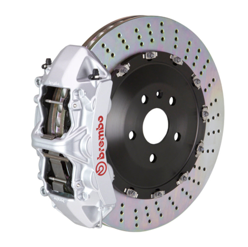 Brembo 15-19 Macan Turbo Front GT BBK 6 Piston Cast 405x34 2pc Rotor Drilled-Silver Brembo 15-19 Macan Turbo Front GT BBK 6 Piston Cast 405x34 2pc Rotor Drilled-Silver