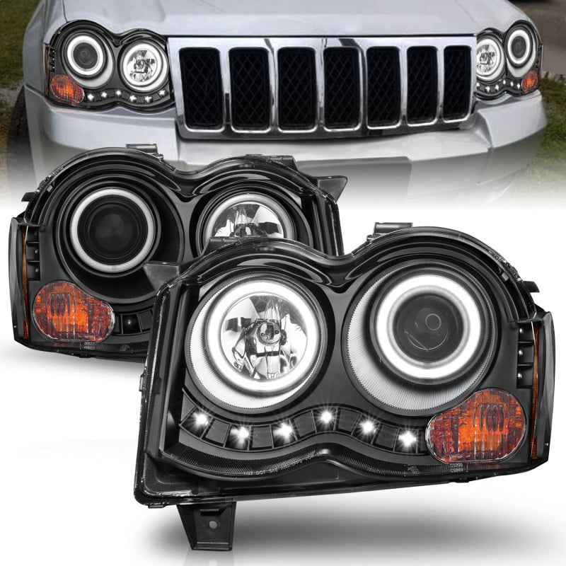 ANZO 2008-2010 Jeep Grand Cherokee Projector Headlights w/ Halo Black (CCFL) ANZO 2008-2010 Jeep Grand Cherokee Projector Headlights w/ Halo Black (CCFL)