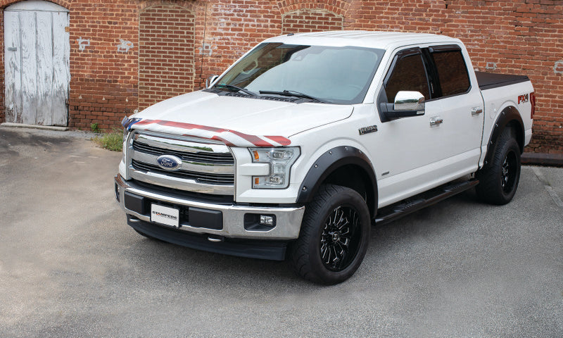 Stampede 2015-2019 Ford F-150 Crew Cab Pickup Tape-Onz Sidewind Deflector 4pc - Smoke Stampede 2015-2019 Ford F-150 Crew Cab Pickup Tape-Onz Sidewind Deflector 4pc - Smoke