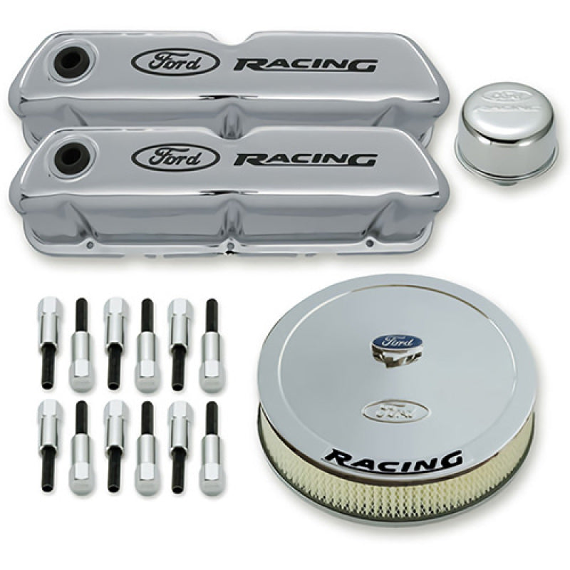 Ford Racing Complete Dress Up Kit Chrome Finish w/Black Emblems Ford Racing Complete Dress Up Kit Chrome Finish w/Black Emblems