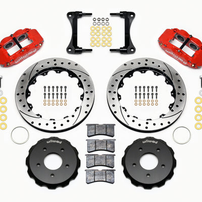 Wilwood Narrow Superlite 4R Front Hat Kit 12.88in Drill Red 2007-Up Jeep Wrangler