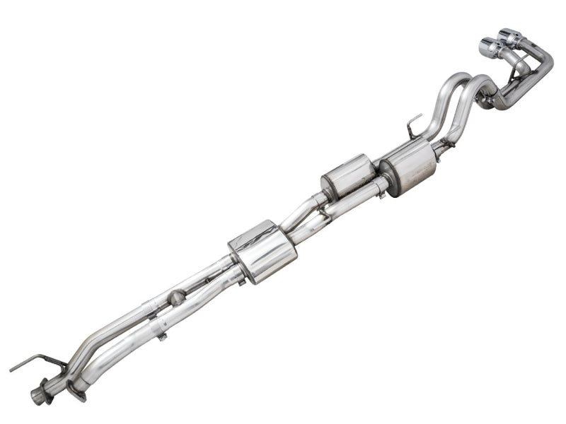 AWE 16-22 Toyota Tacoma 0FG Catback Exhaust w/ BashGuard - Dual Chrome Silver Tips AWE 16-22 Toyota Tacoma 0FG Catback Exhaust w/ BashGuard - Dual Chrome Silver Tips