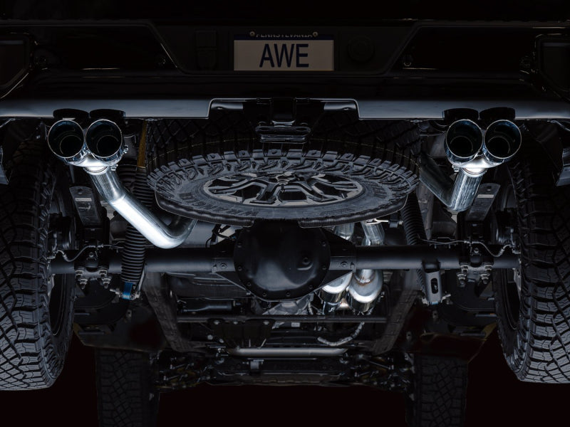 AWE Tuning 22-23 GMC Sierra 1500 AT4X 6.2L 0FG Catback Split Dual (Flat Bumper) - Chrome Silver Tips AWE Tuning 22-23 GMC Sierra 1500 AT4X 6.2L 0FG Catback Split Dual (Flat Bumper) - Chrome Silver Tips