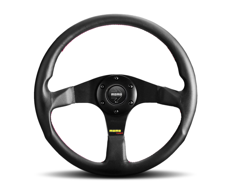 Momo Tuner Steering Wheel 350 mm - Black Leather/Red Stitch/Black Spokes Momo Tuner Steering Wheel 350 mm - Black Leather/Red Stitch/Black Spokes