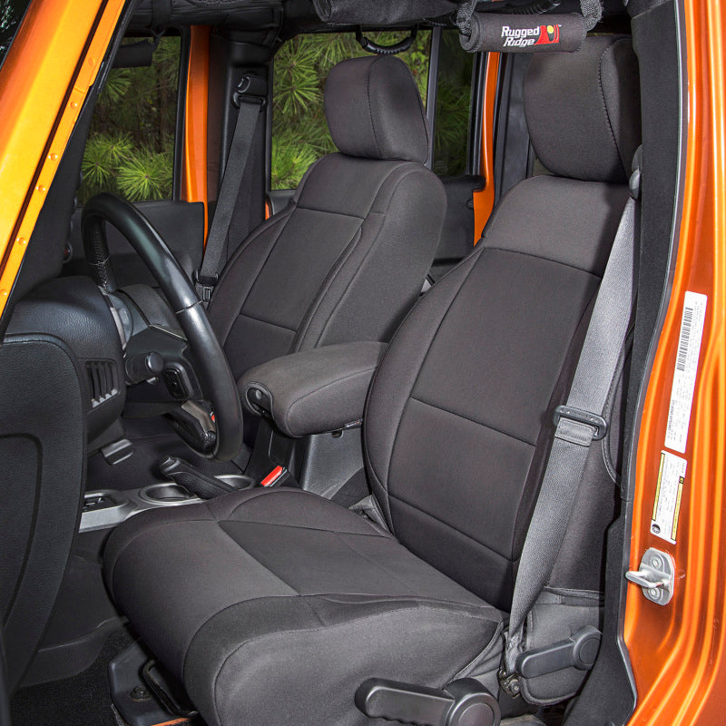 Rugged Ridge Seat Cover Kit Black 07-10 Jeep Wrangler JK 2dr Rugged Ridge Seat Cover Kit Black 07-10 Jeep Wrangler JK 2dr