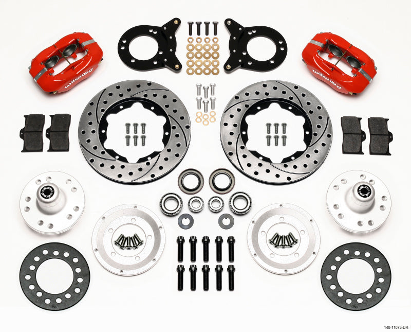 Wilwood Forged Dynalite Front Kit 11.00in Drill Red 1970-1973 Mustang Disc & Drum Spindle Wilwood Forged Dynalite Front Kit 11.00in Drill Red 1970-1973 Mustang Disc & Drum Spindle