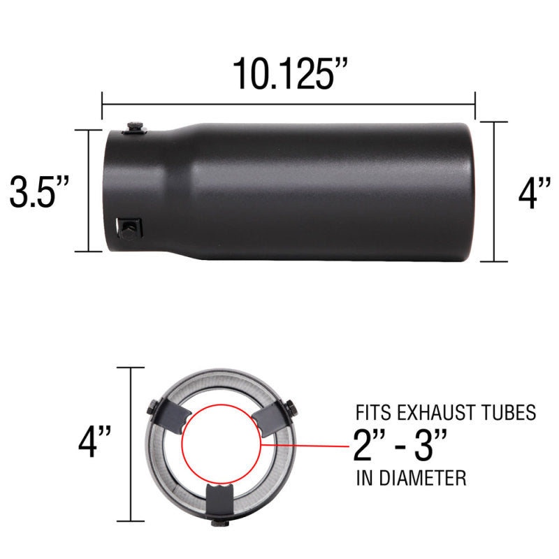 Spectre Exhaust Tip 4in. Resonated - Black Spectre Exhaust Tip 4in. Resonated - Black