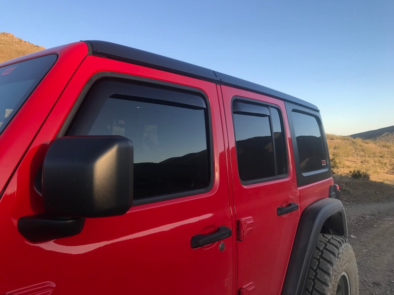 EGR 2018 jeep Wrangler JL SlimLine In-Channel WindowVisors Set of 4 - Dark Smoke EGR 2018 jeep Wrangler JL SlimLine In-Channel WindowVisors Set of 4 - Dark Smoke