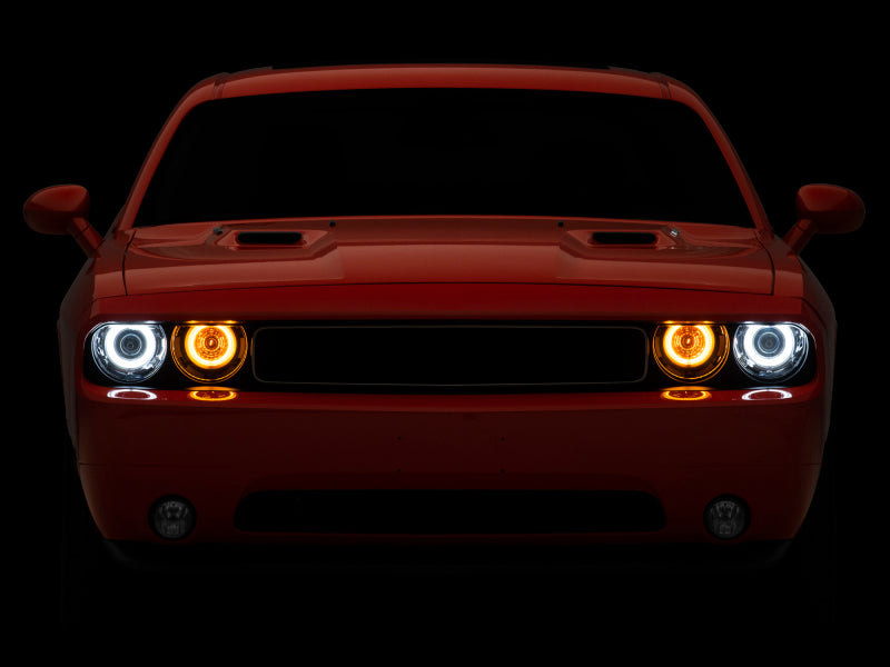 Raxiom 08-14 Dodge Challenger Dual LED Halo Projector Headlights- Black Housing (Clear Lens) Raxiom 08-14 Dodge Challenger Dual LED Halo Projector Headlights- Black Housing (Clear Lens)