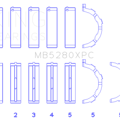 King Engine Bearings Ford V8 4.6L/5.4L SOHC Coated (Size .026) Crankshaft Main Bearings (Set of 5)