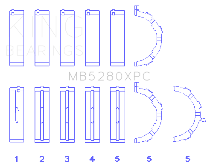 King Engine Bearings Ford V8 4.6L/5.4L SOHC Coated (Size .026) Crankshaft Main Bearings (Set of 5) King Engine Bearings Ford V8 4.6L/5.4L SOHC Coated (Size .026) Crankshaft Main Bearings (Set of 5)