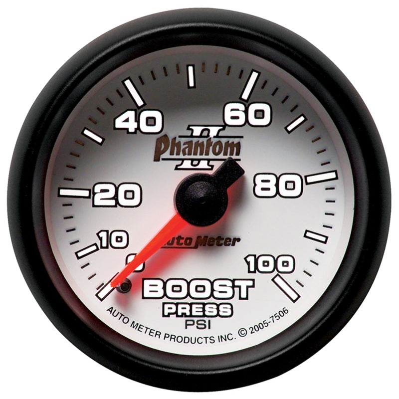 Autometer Phantom II 52.4mm Mechanical 0-100psi Boost Gauge Autometer Phantom II 52.4mm Mechanical 0-100psi Boost Gauge