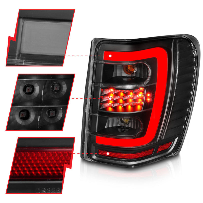 ANZO 1999-2004 Jeep Grand Cherokee LED Tail Lights w/ Light Bar Black Housing Clear Lens ANZO 1999-2004 Jeep Grand Cherokee LED Tail Lights w/ Light Bar Black Housing Clear Lens