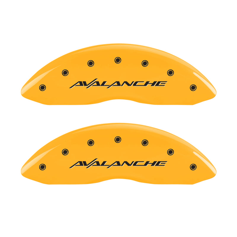 MGP 4 Caliper Covers Engraved Front & Rear Avalanche Yellow finish black ch MGP 4 Caliper Covers Engraved Front & Rear Avalanche Yellow finish black ch