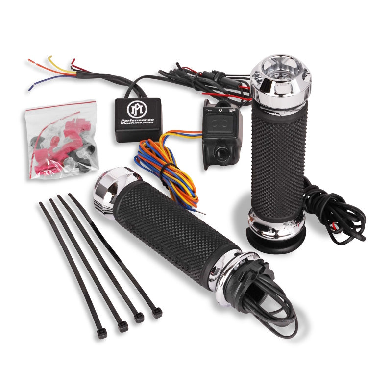 Performance Machine FLHX TBW Apex Heated Grips - Chrome Performance Machine FLHX TBW Apex Heated Grips - Chrome