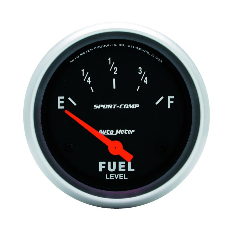 AutoMeter Gauge Fuel Level 2-5/8in. 0 Ohm(e) to 30 Ohm(f) Elec Sport-Comp AutoMeter Gauge Fuel Level 2-5/8in. 0 Ohm(e) to 30 Ohm(f) Elec Sport-Comp