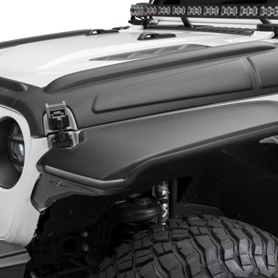 Bushwacker 18-22 Jeep Wrangler 2/4dr / 20-22 Jeep Gladiator Trail Armor Hood Armor (3pc) - Tex. Blk