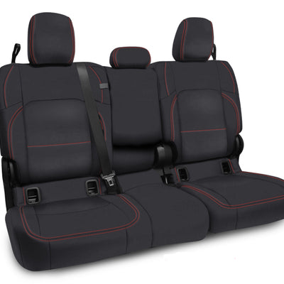 PRP 2020+ Jeep Gladiator JT Rear Bench Cover with Leather Interior - Black with Red Stitching