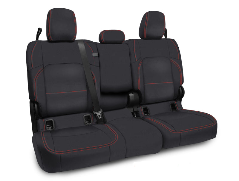 PRP 2020+ Jeep Gladiator JT Rear Bench Cover with Leather Interior - Black with Red Stitching PRP 2020+ Jeep Gladiator JT Rear Bench Cover with Leather Interior - Black with Red Stitching